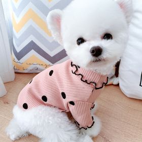 Dot turtleneck dog bottoming shirt (Option: Pink-S)